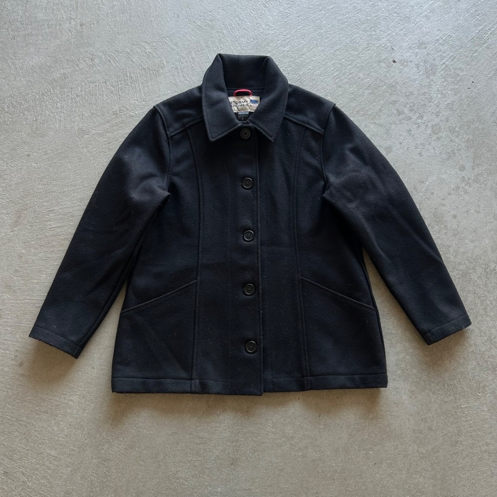 Stormy Kromer Jacket Women's Size Medium Black Peacoat Mackinaw Wool USA Made